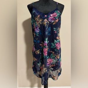 EUC Vintage Intimate Moods Blue and Pink Floral Lace Slip Dress size large